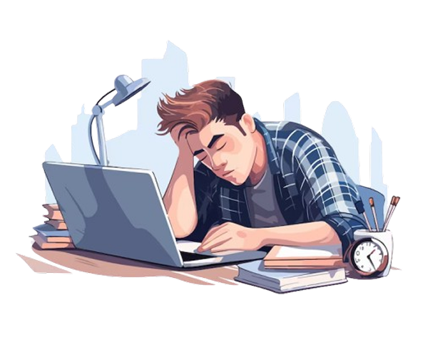 Tired Student Studying